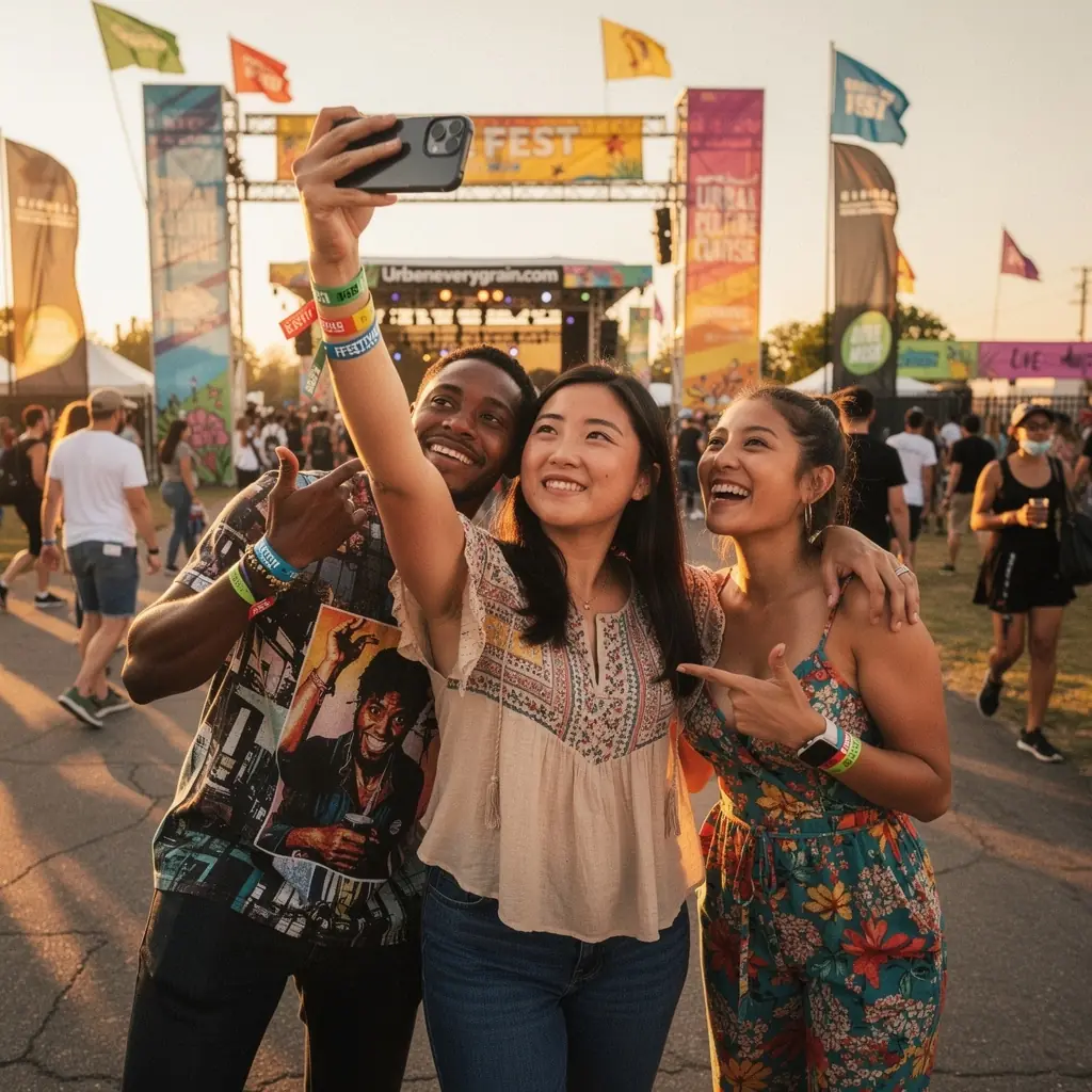 Przystanek z rozkładem jazdy w pobliżu festiwalu