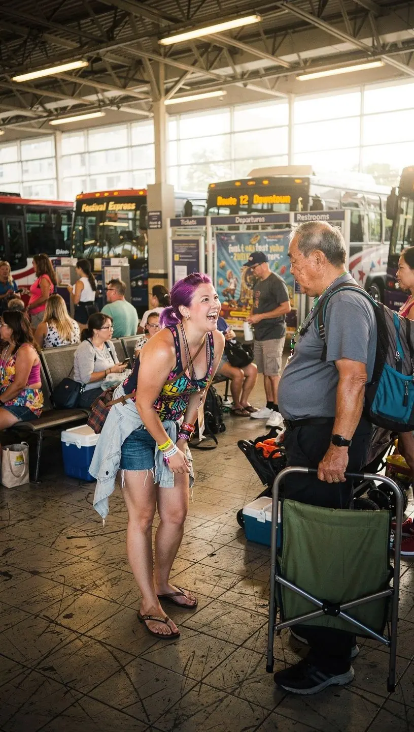 Znak drogowy wskazujący kierunek do lokalnych atrakcji festiwalowych