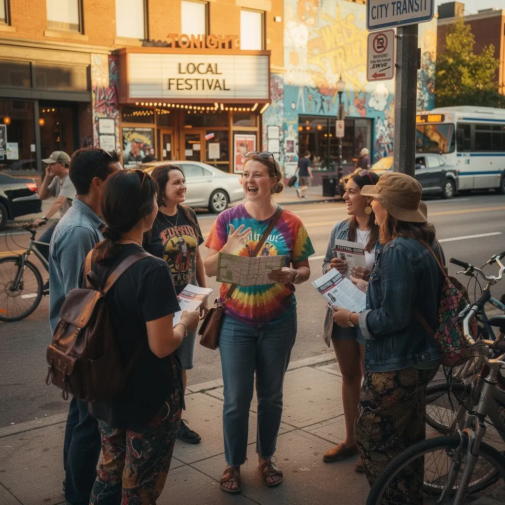 Schemat rozkładu jazdy komunikacji miejskiej z informacjami o festiwalu.