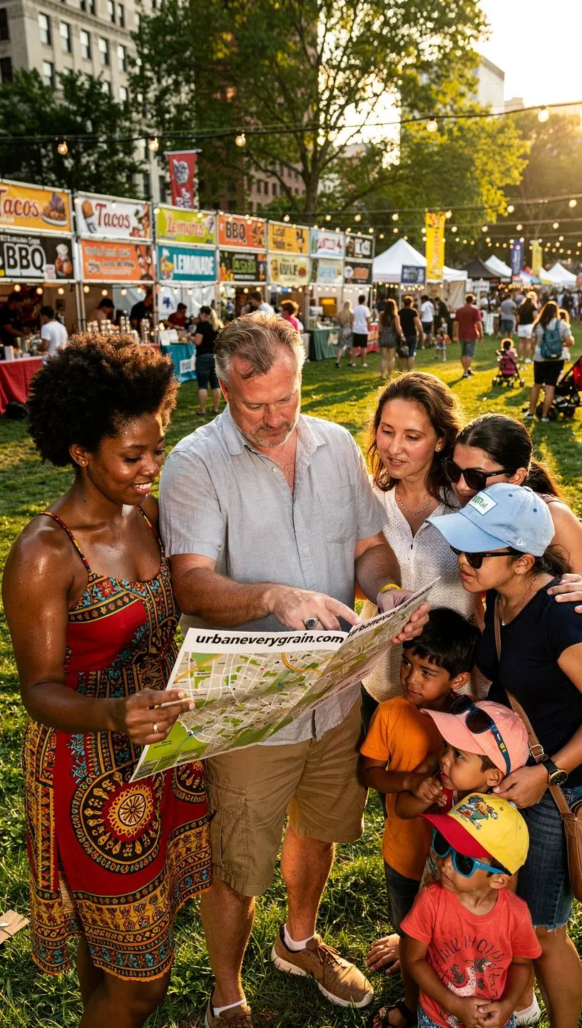 Grupa przyjaciół korzystających z transportu publicznego w drodze na wydarzenie.
