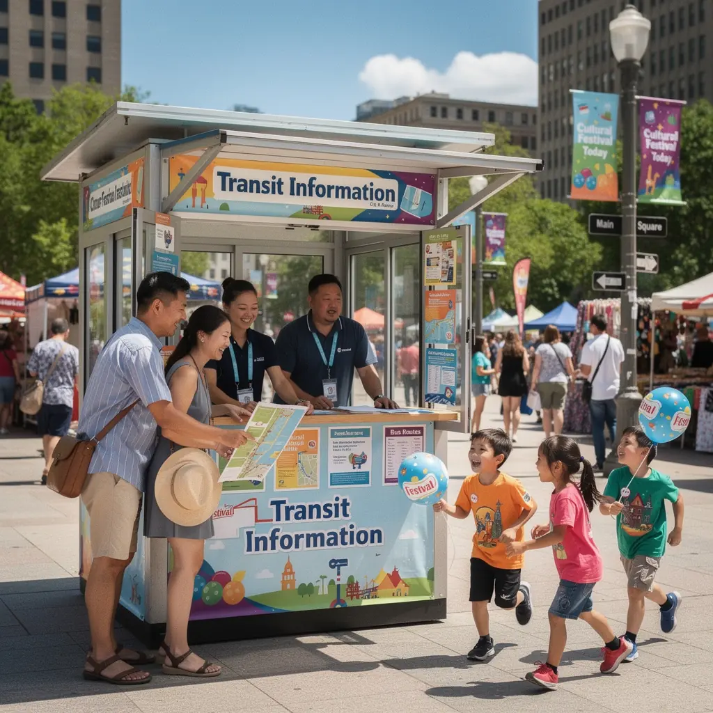 Widok na zatłoczoną ulicę podczas festiwalu z wesołym tłumem.